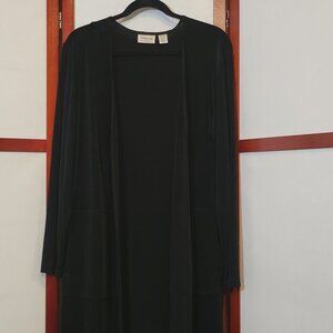 Chico's Traveler's Long Open Jacket - Black - Size 3